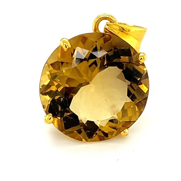 Congo Citrine 12.97ct Solid 18K Gold Pendant